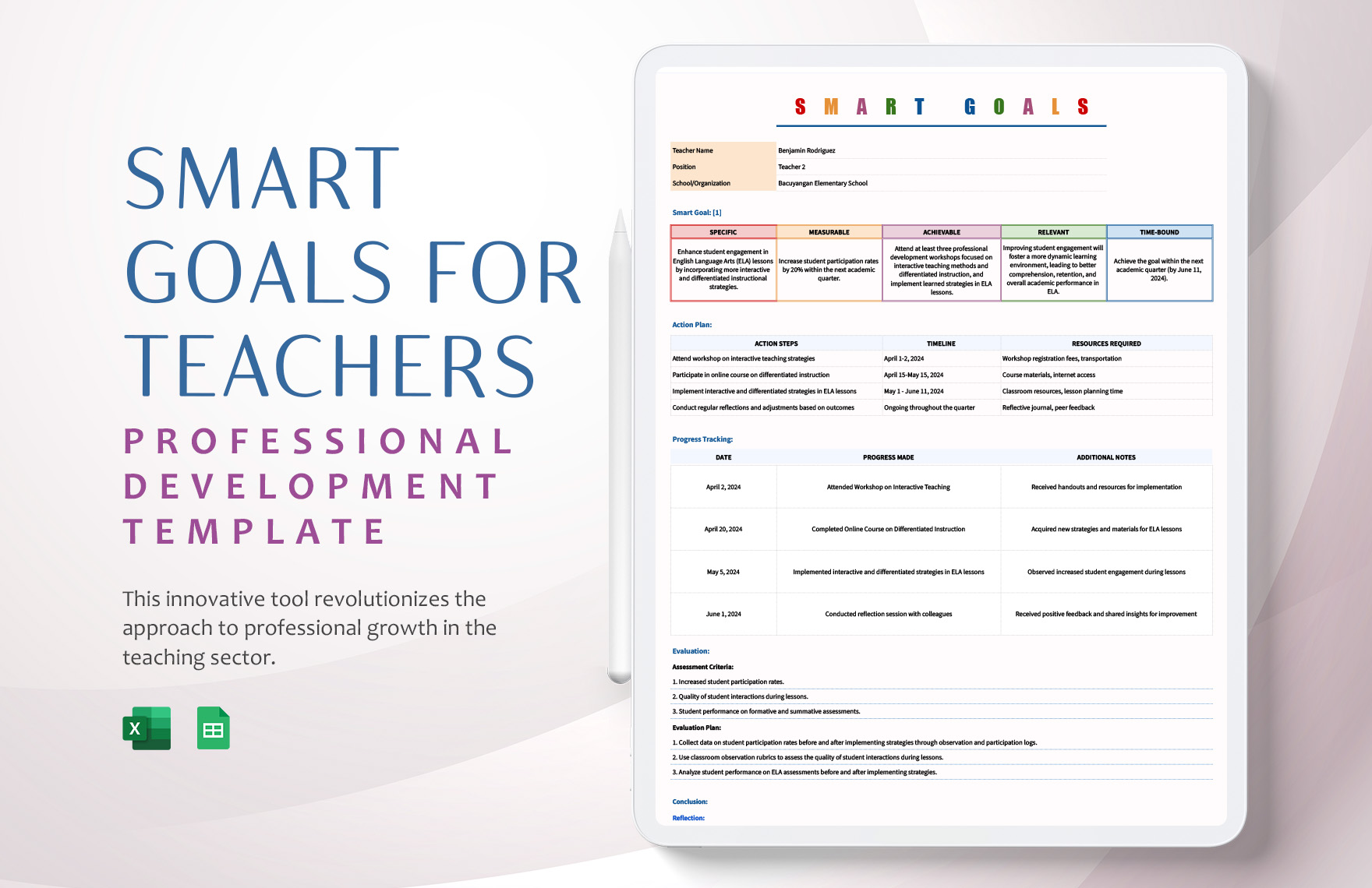 Goal Templates In Google Sheets FREE Download Template
