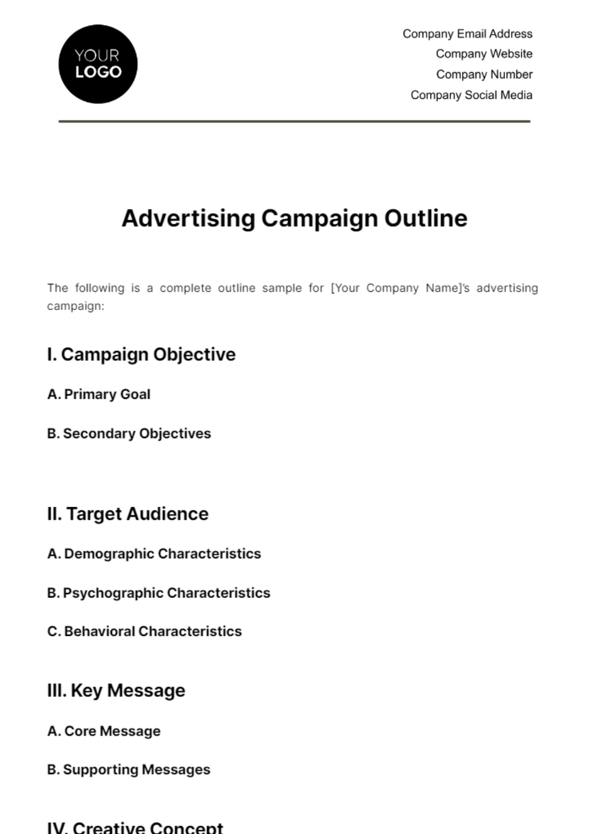 Advertising Campaign Outline Template