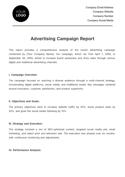Free Advertising Campaign Report Template to Edit Online