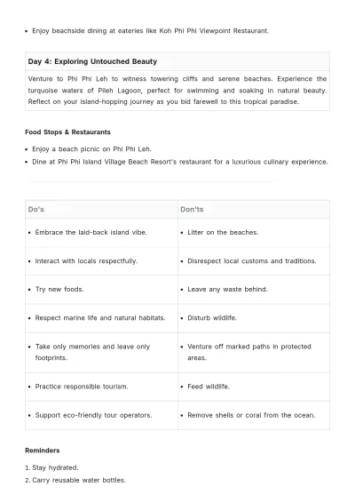 Free Phi Phi Island Itinerary Template to Edit Online