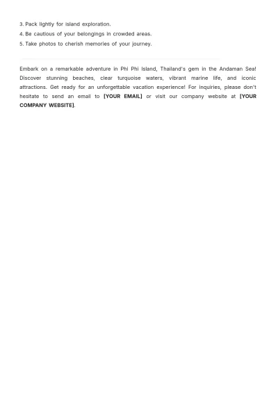 Free Phi Phi Island Itinerary Template to Edit Online