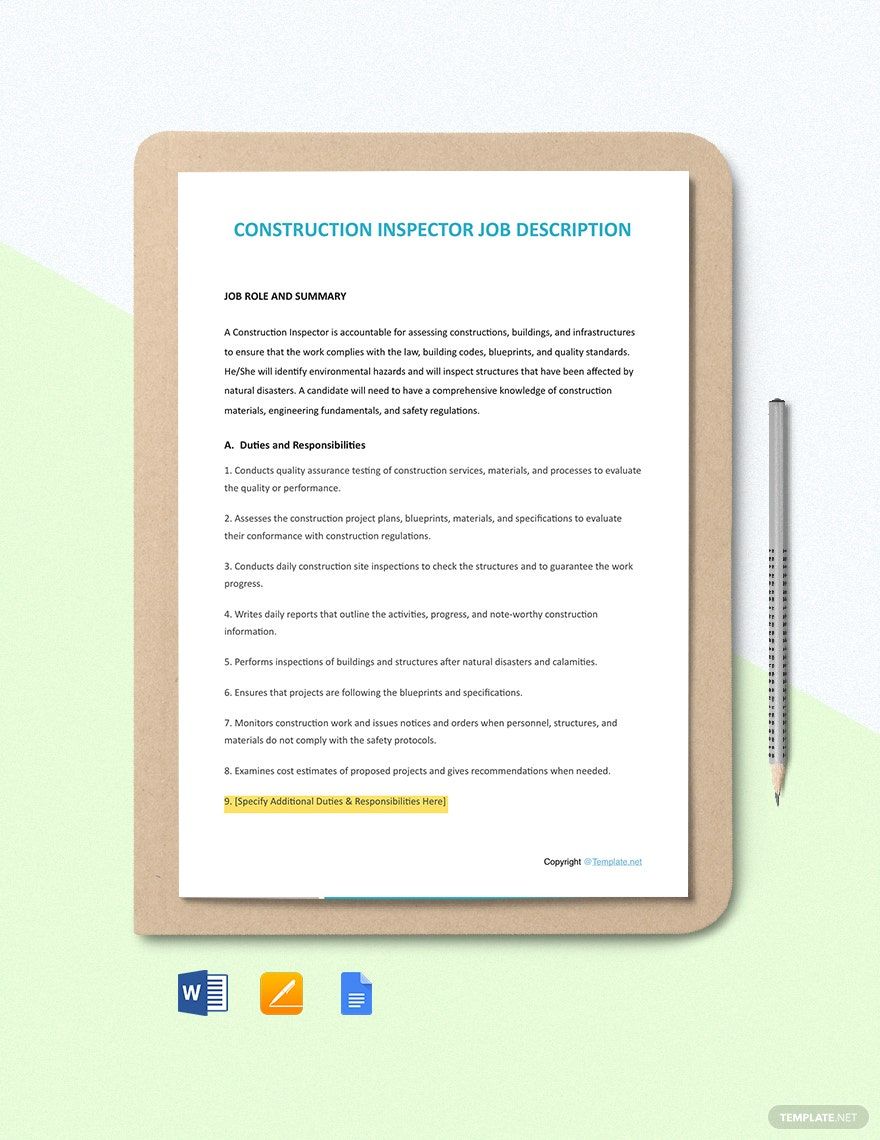 Construction Inspector Templates - Design, Free, Download | Template.net
