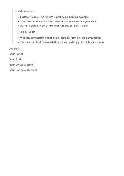 Free Romantic Road Itinerary Template to Edit Online
