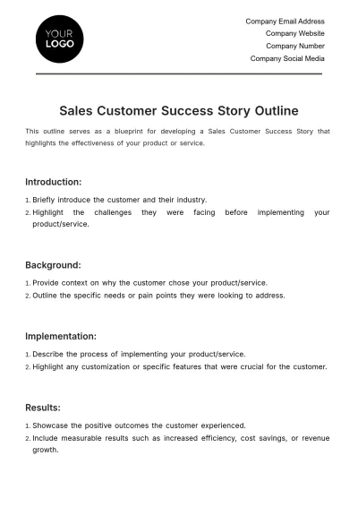 Free Sales Customer Success Story Outline Template to Edit Online