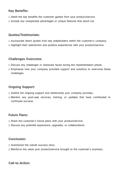 Free Sales Customer Success Story Outline Template to Edit Online