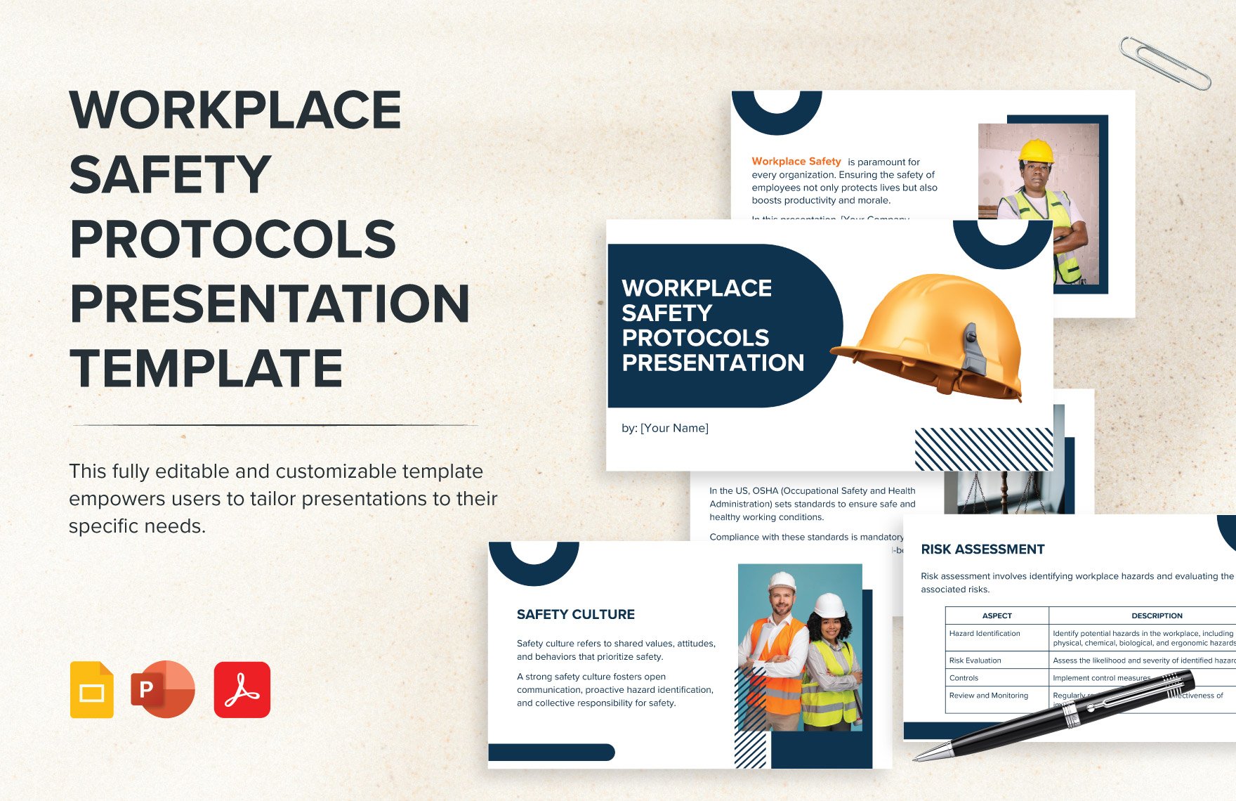 Free Workplace Safety Protocols Presentation Template in PDF, PowerPoint, Google Slides