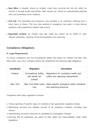 Free Workplace Incident Reporting Compliance Plan Template to Edit Online