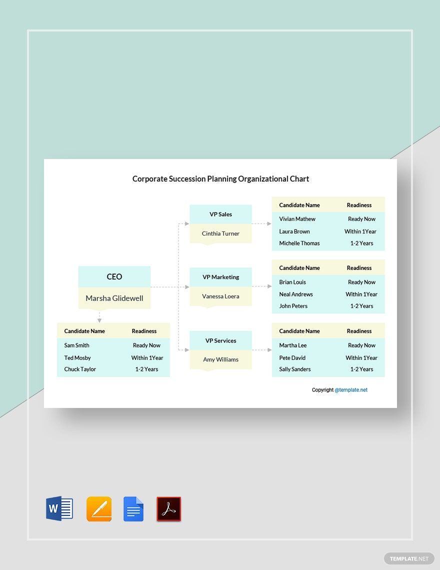 Corporate Succession Planning Organizational Chart Template