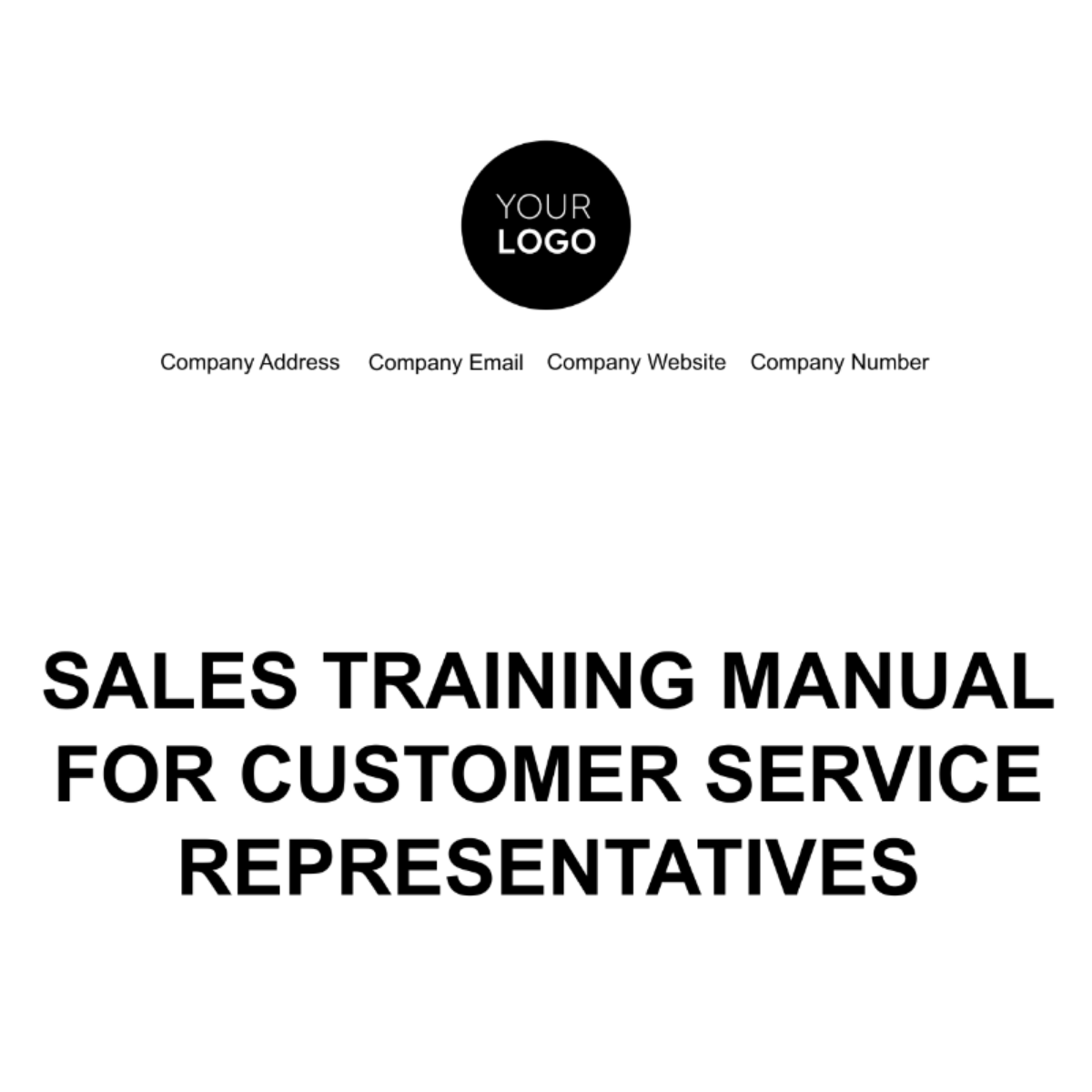 Sales Training Manual for Customer Service Representatives Template
