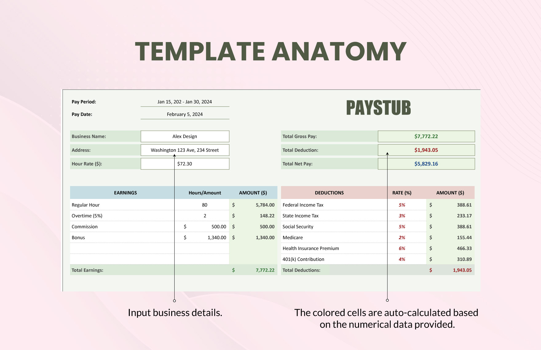 Self Employed Paystub Template