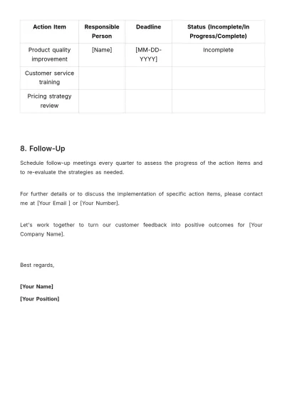 Free Sales Feedback Action Plan Template to Edit Online