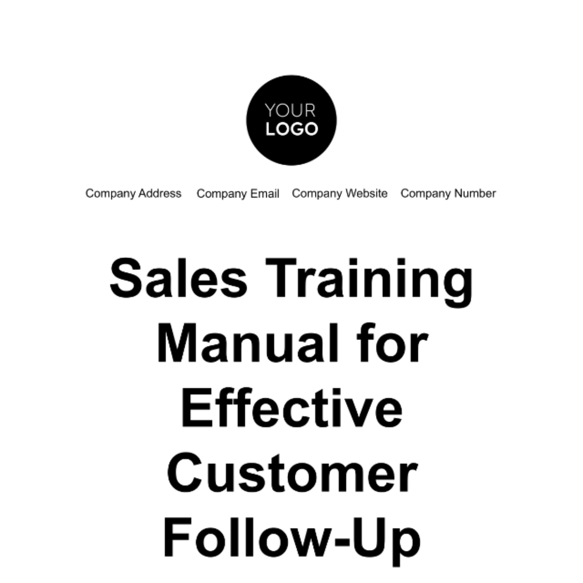 Sales Training Manual for Effective Customer Follow-Up Template