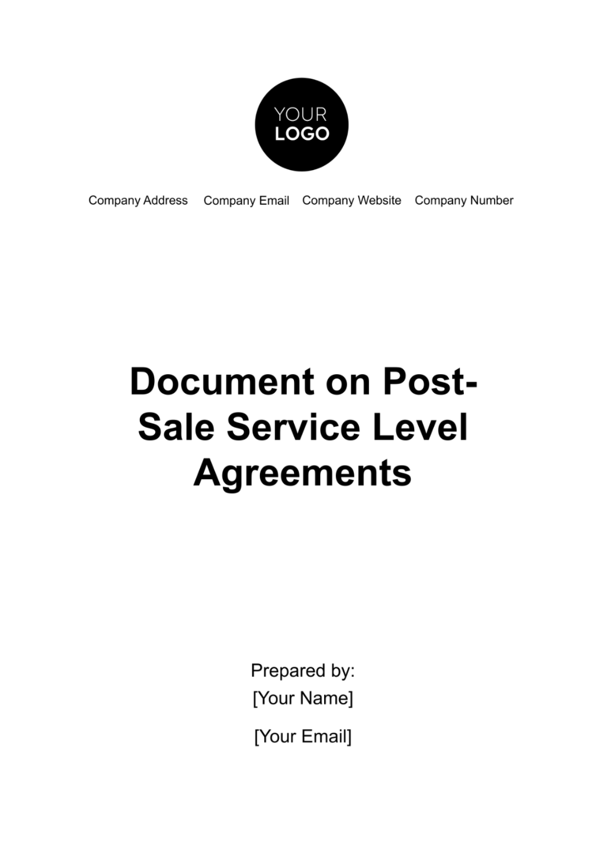 Document on Post-Sale Service Level Agreements Template - Edit Online & Download