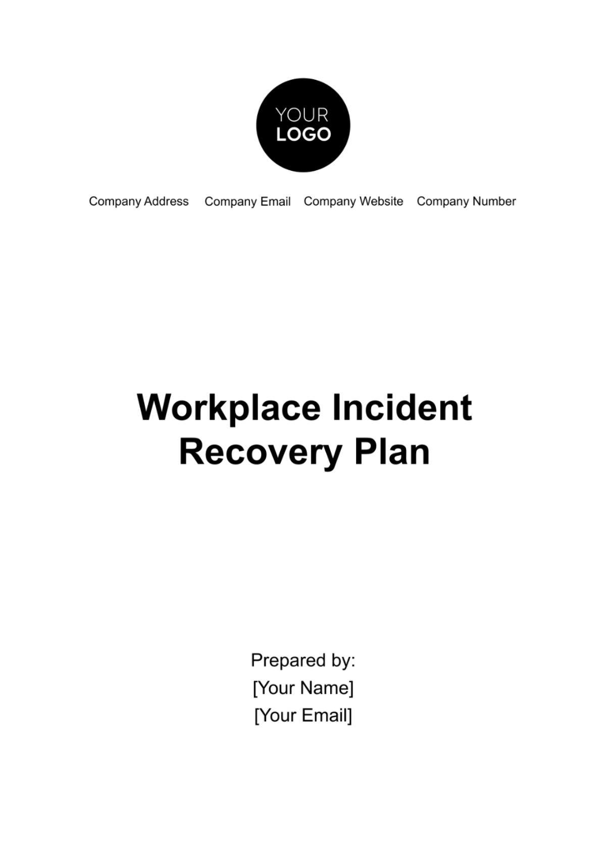 Workplace Incident Recovery Plan Template