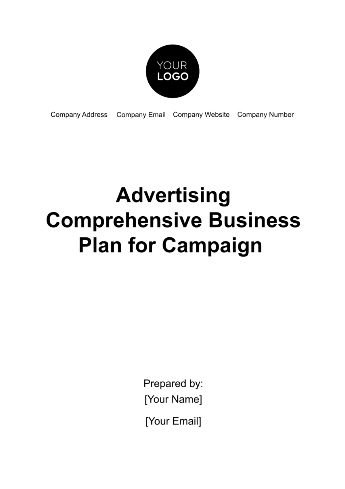 Advertising Comprehensive Business Plan for Campaign  Template - Edit Online & Download