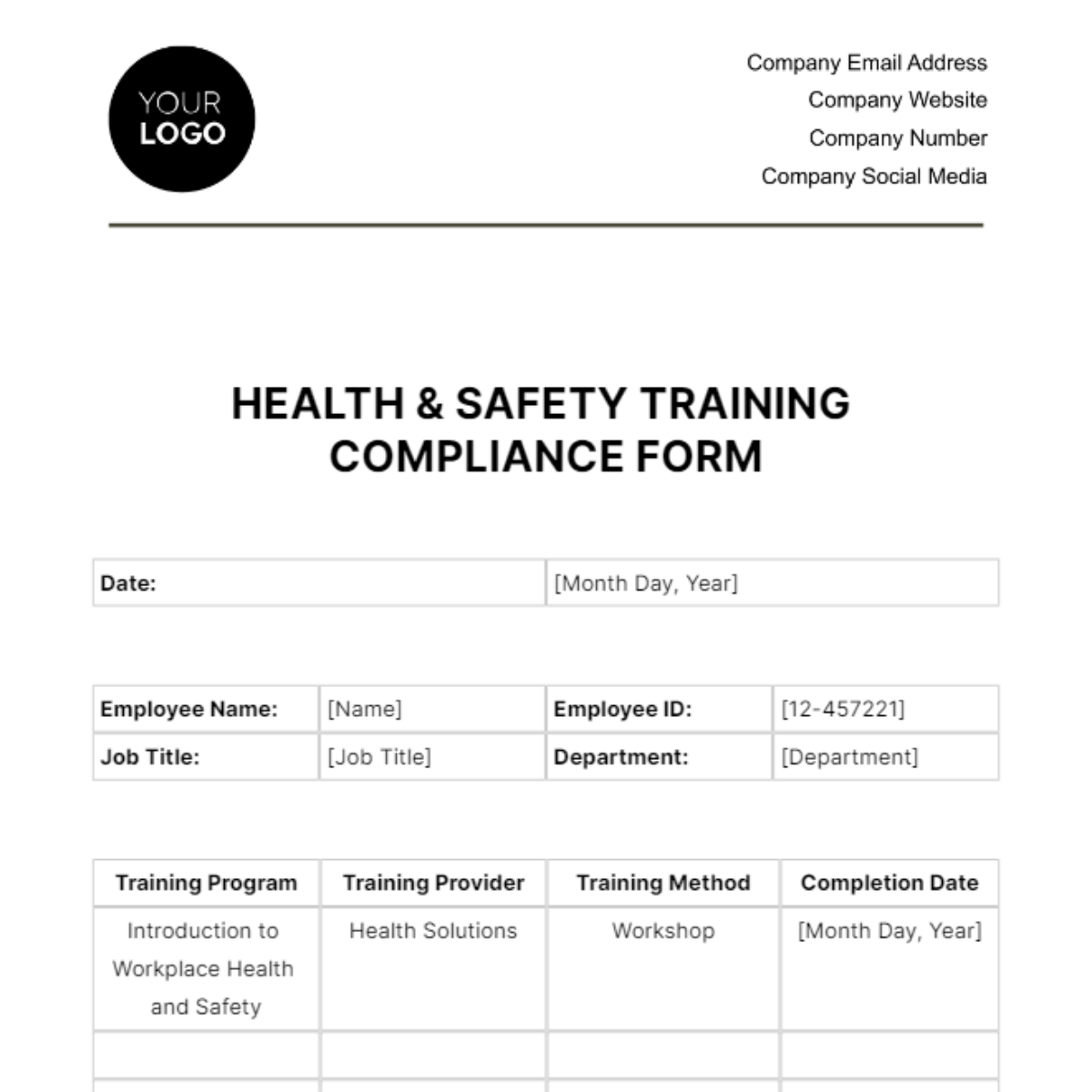 Workplace Emergency Response Compliance Form Template - Edit Online ...