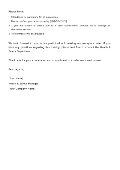 Free Health & Safety Training Announcement Template to Edit Online