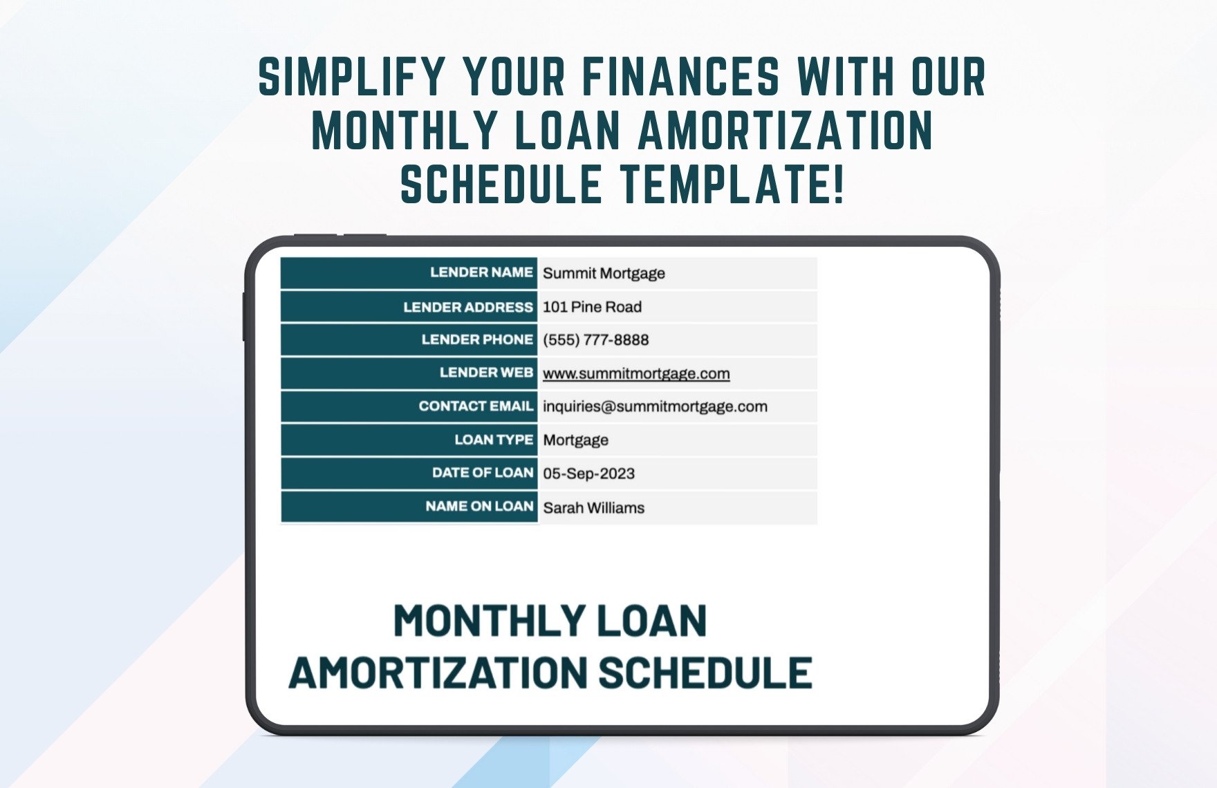 Monthly Loan Amortization Schedule Template