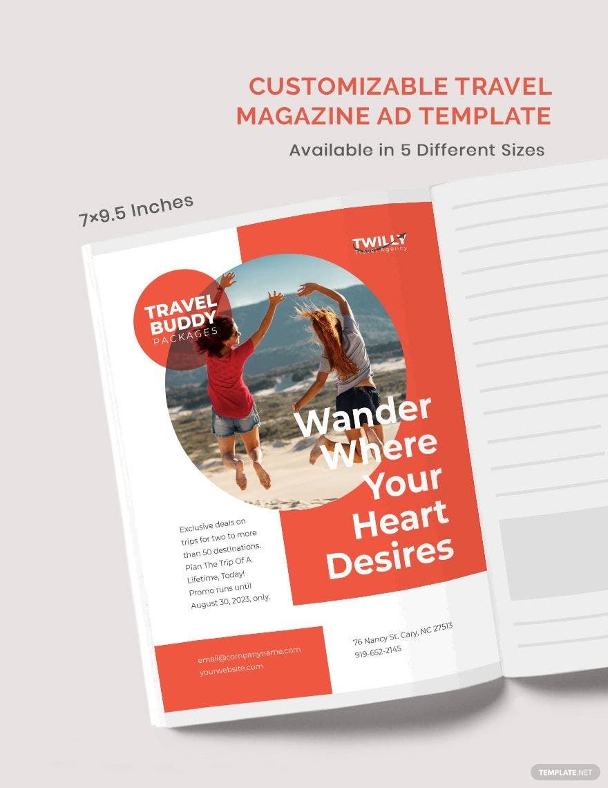 Customizable Travel Magazine ads Template
