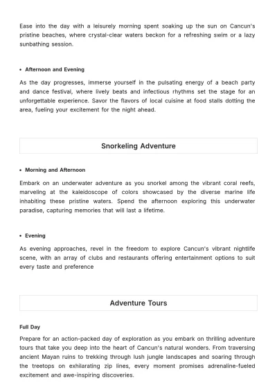 Free 5 Day Cancun Itinerary Template to Edit Online