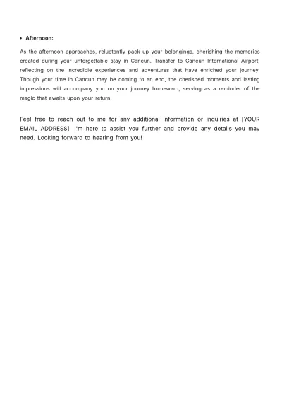 Free 5 Day Cancun Itinerary Template to Edit Online