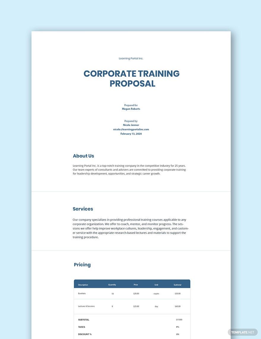 Editable Corporate Training Proposal Template