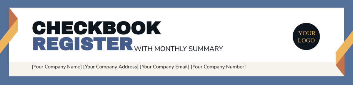Checkbook Register With Monthly Summary Header