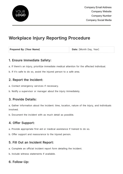 Free Workplace Injury Reporting Procedure Template to Edit Online