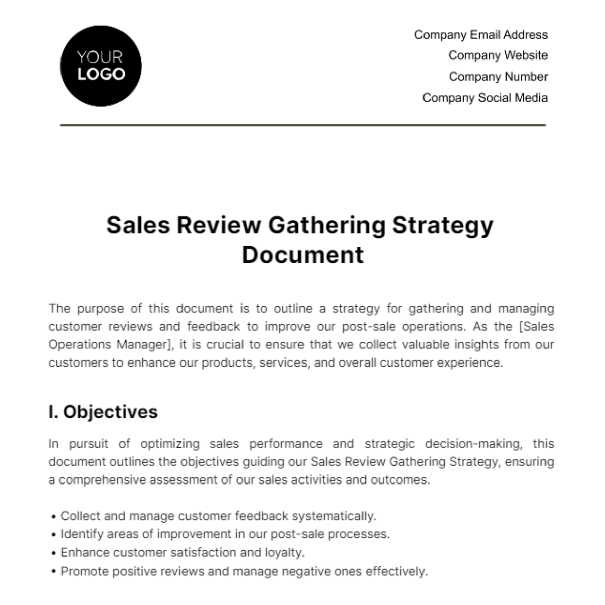 Free Sales Review Gathering Strategy Document Template