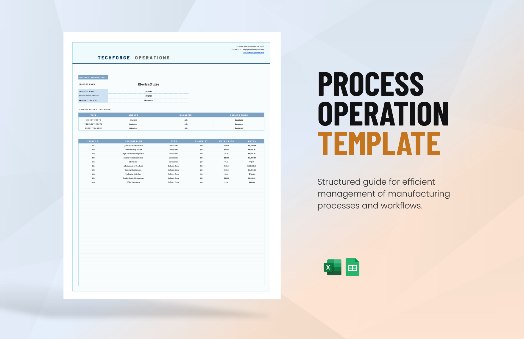 Manufacturing Operation Template