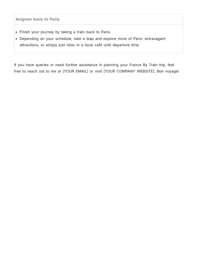Free France By Train Itinerary Template to Edit Online