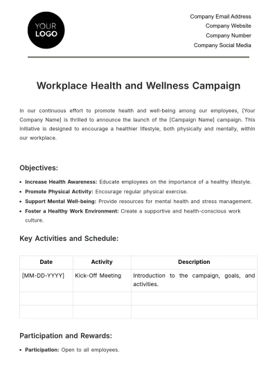 Free Workplace Health and Wellness Campaign Template to Edit Online