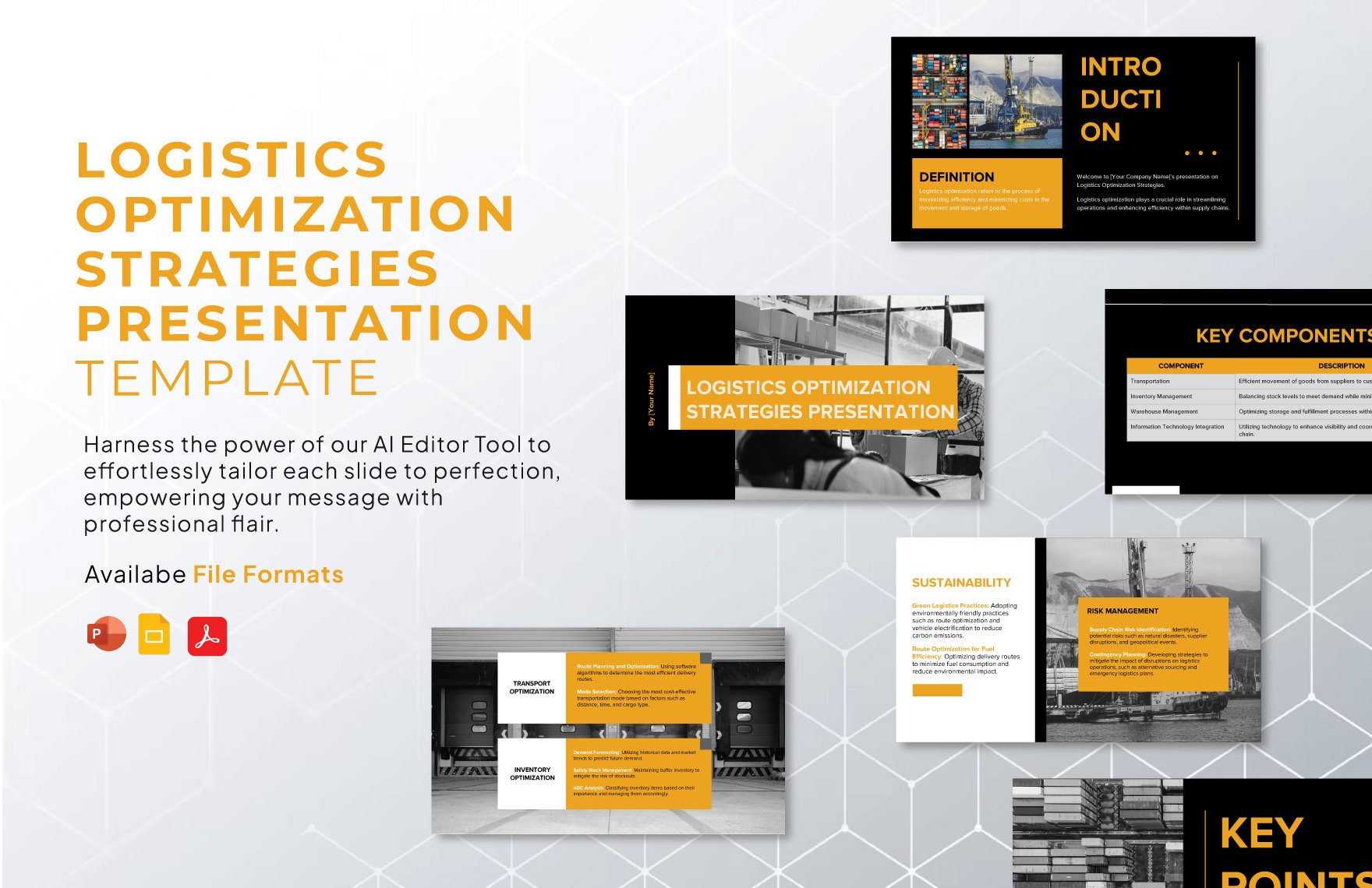 Free Logistics Optimization Strategies Presentation Template in PDF, PowerPoint, Google Slides