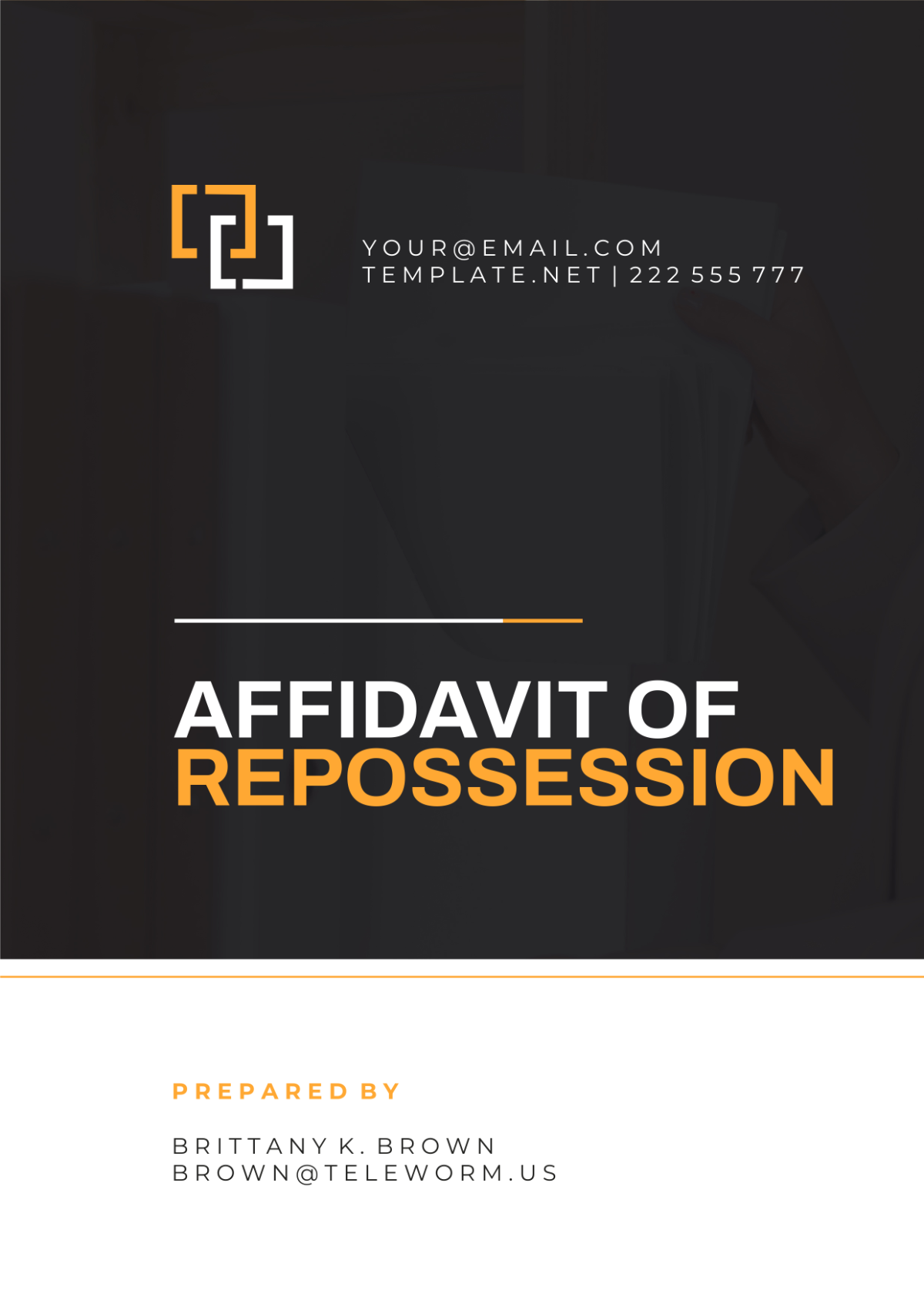 Affidavit of Repossession Cover Page Template - Edit Online & Download ...