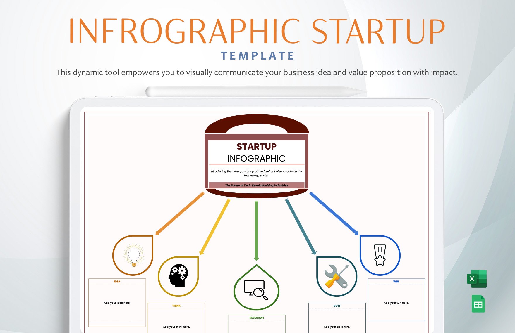 Infrographic Startup Template in Excel, Google Sheets