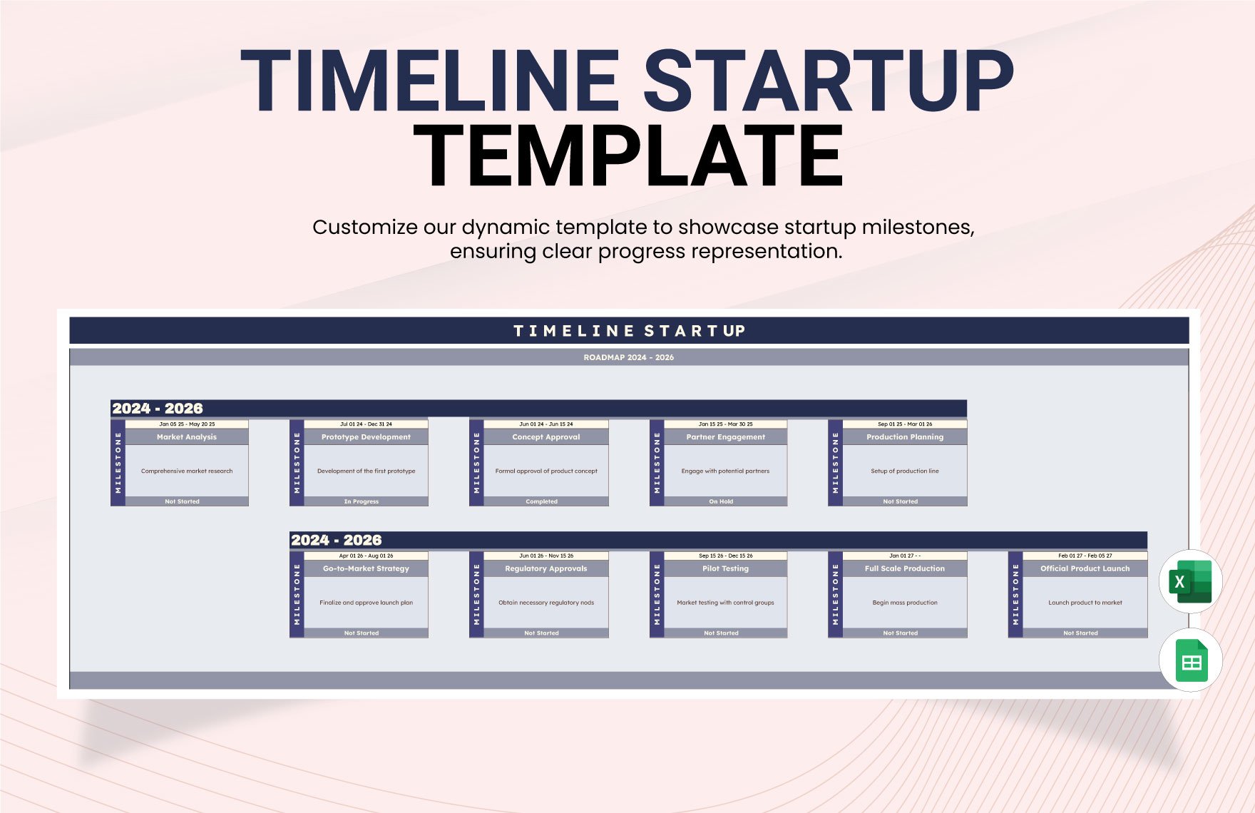 Timeline Startup Template in Excel, Google Sheets