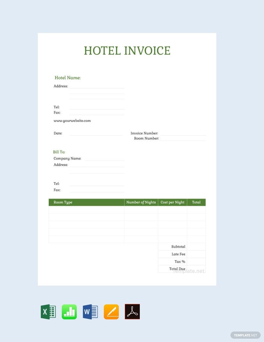 Sample Hotel Invoice Template