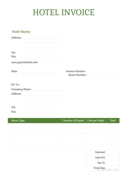 printable invoice sample Download Hotel Template:  Sample Invoices 93 Invoice FREE