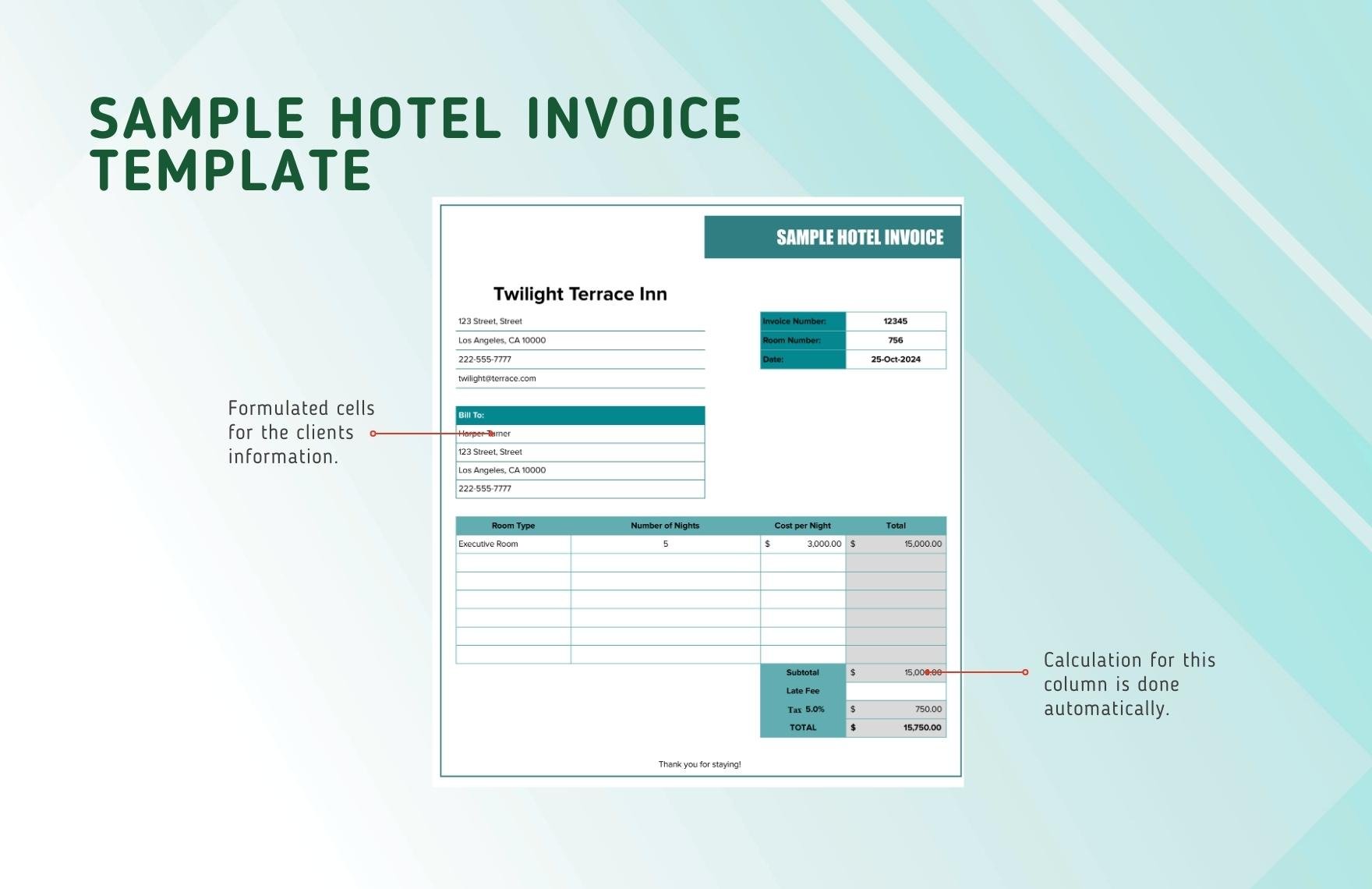 Sample Hotel Invoice Template