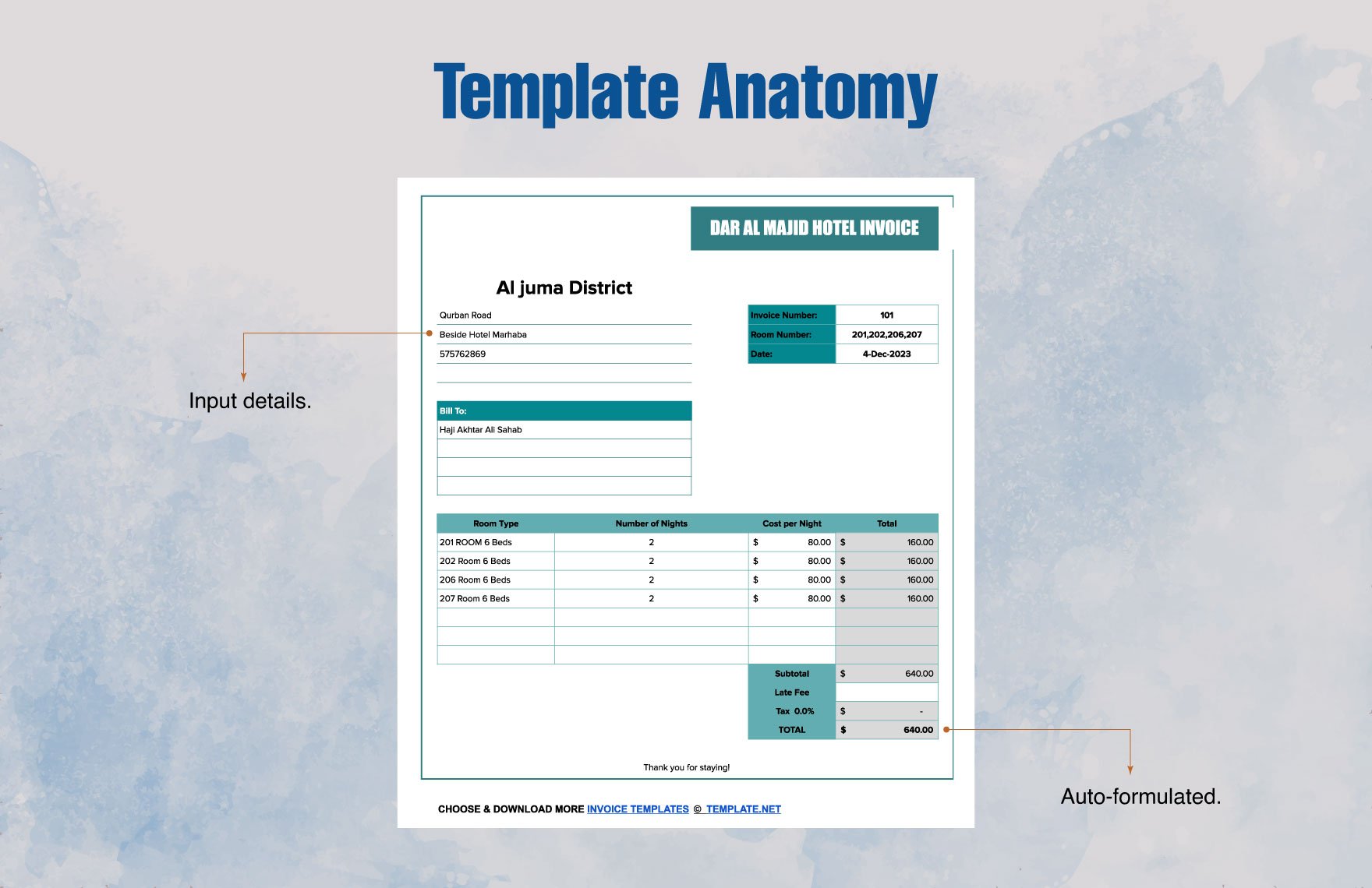 Sample Hotel Invoice Template