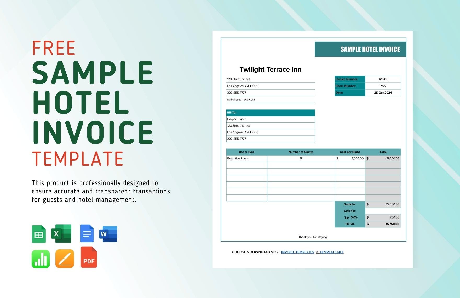 Free Sample Hotel Invoice Template
