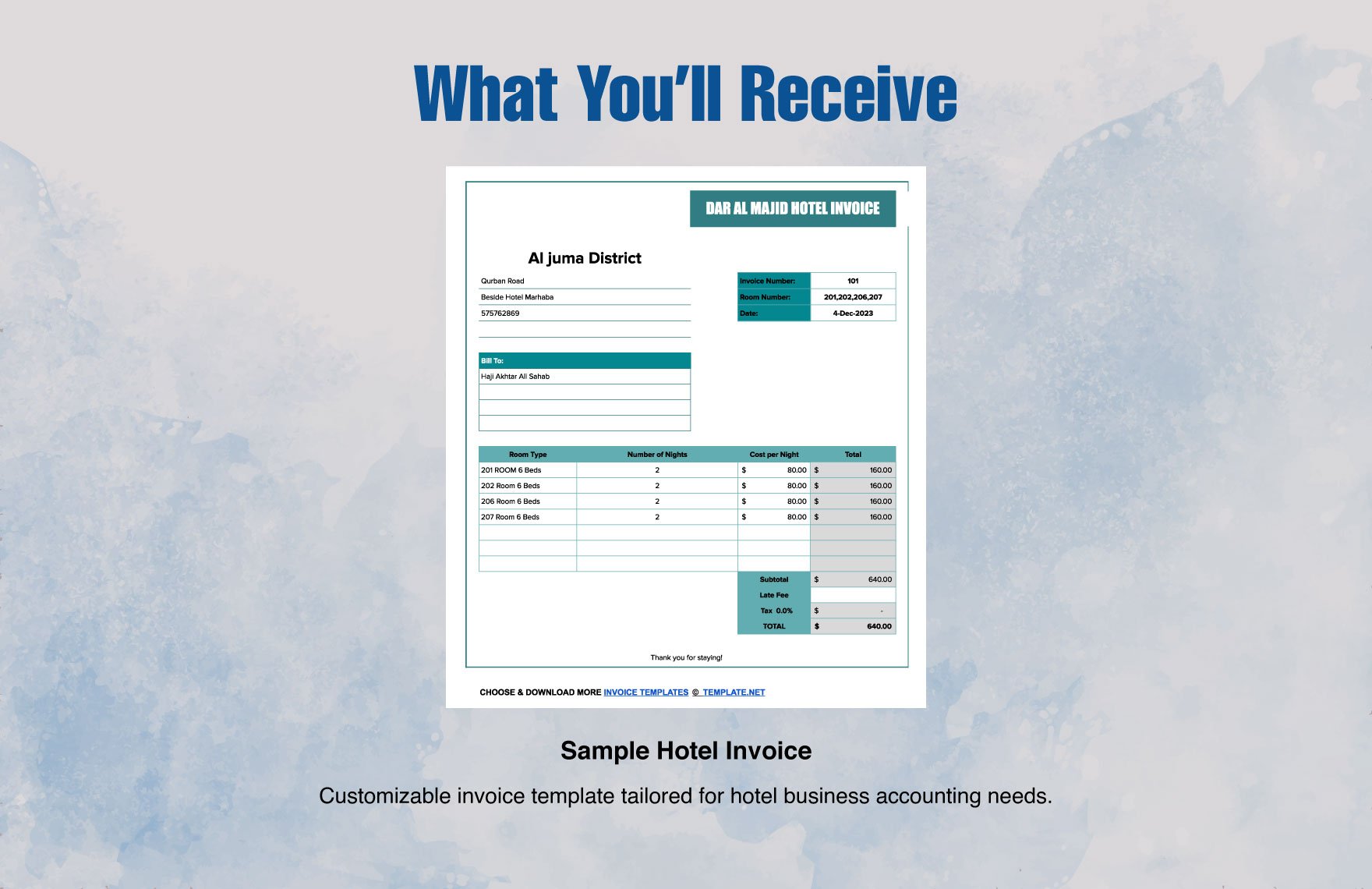 Sample Hotel Invoice Template