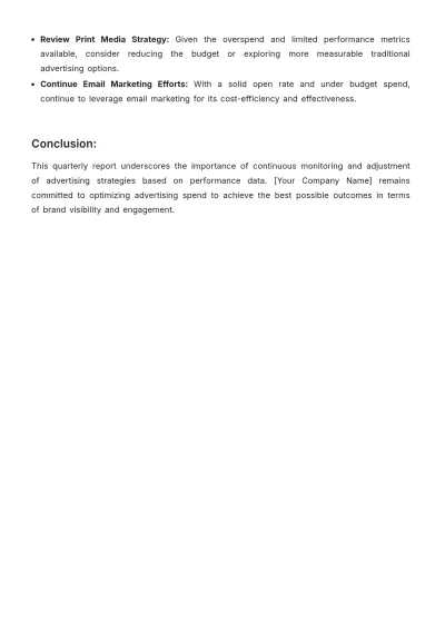 Free Quarterly Advertising Spend Report Template to Edit Online