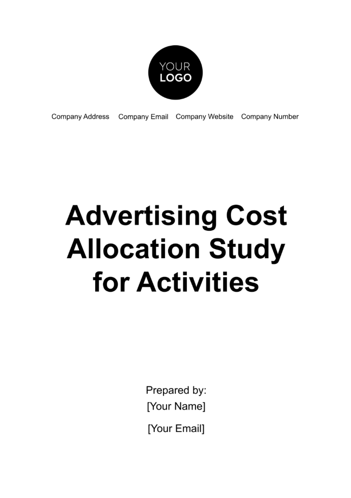 Free Advertising Cost Allocation Study for Activities Template