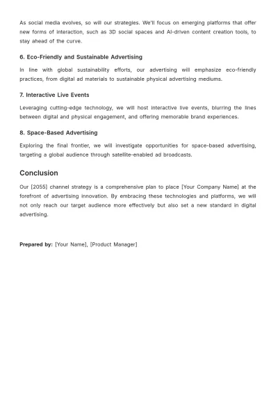 Free Advertising Channel Strategy Report Template to Edit Online