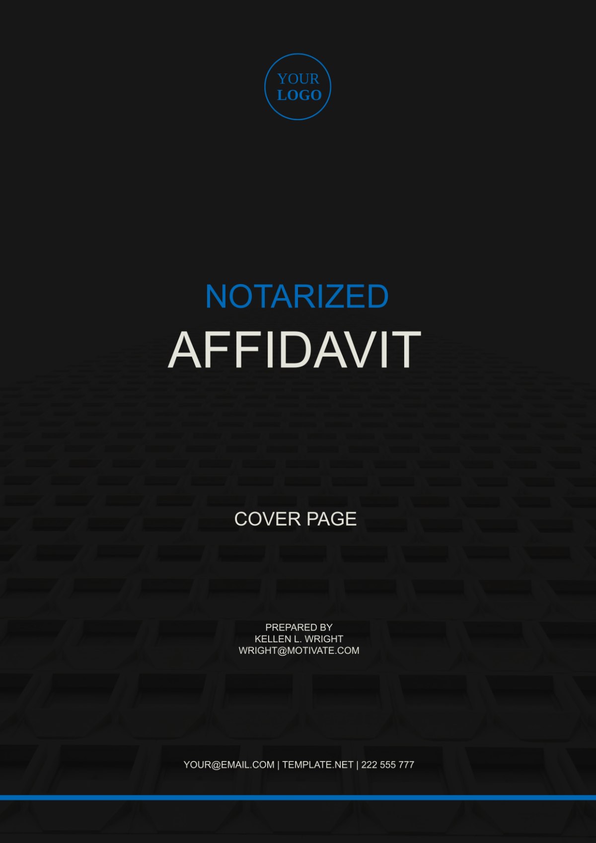 Notarized Affidavit Cover Page Template