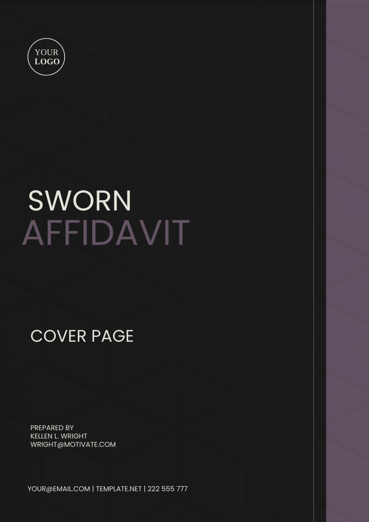 Sworn Affidavit Cover Page Template