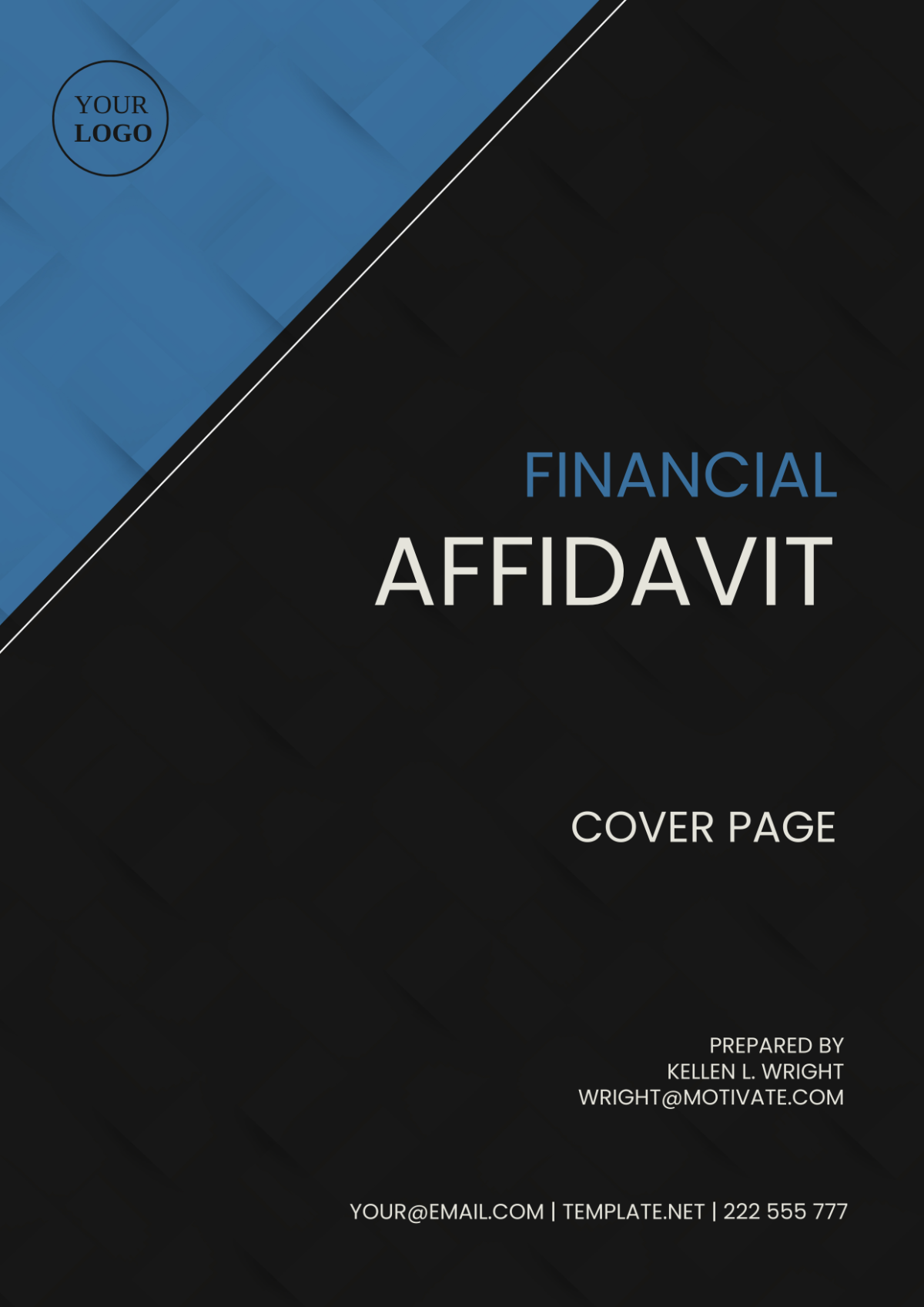 Financial Affidavit Cover Page Template