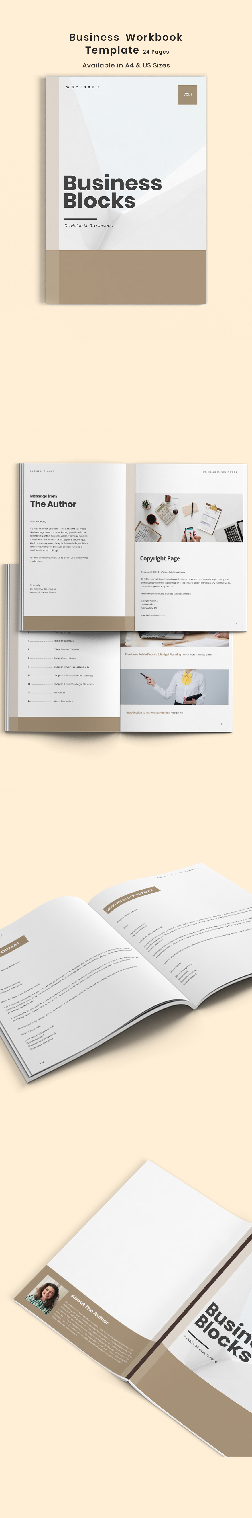 Editable Workbook Template InDesign Word Apple Pages Publisher
