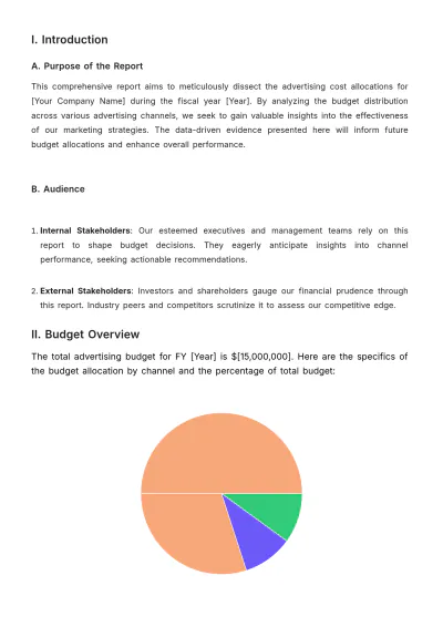 Free Advertising Cost Allocation Report Template to Edit Online